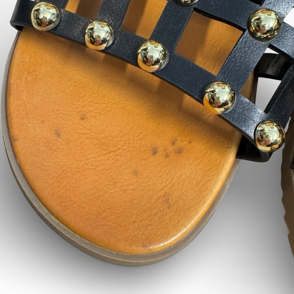 Steve Madden Skyler Black Studded Cage Slide Sandals Size 9 Gold Studs - Picture 8 of 9